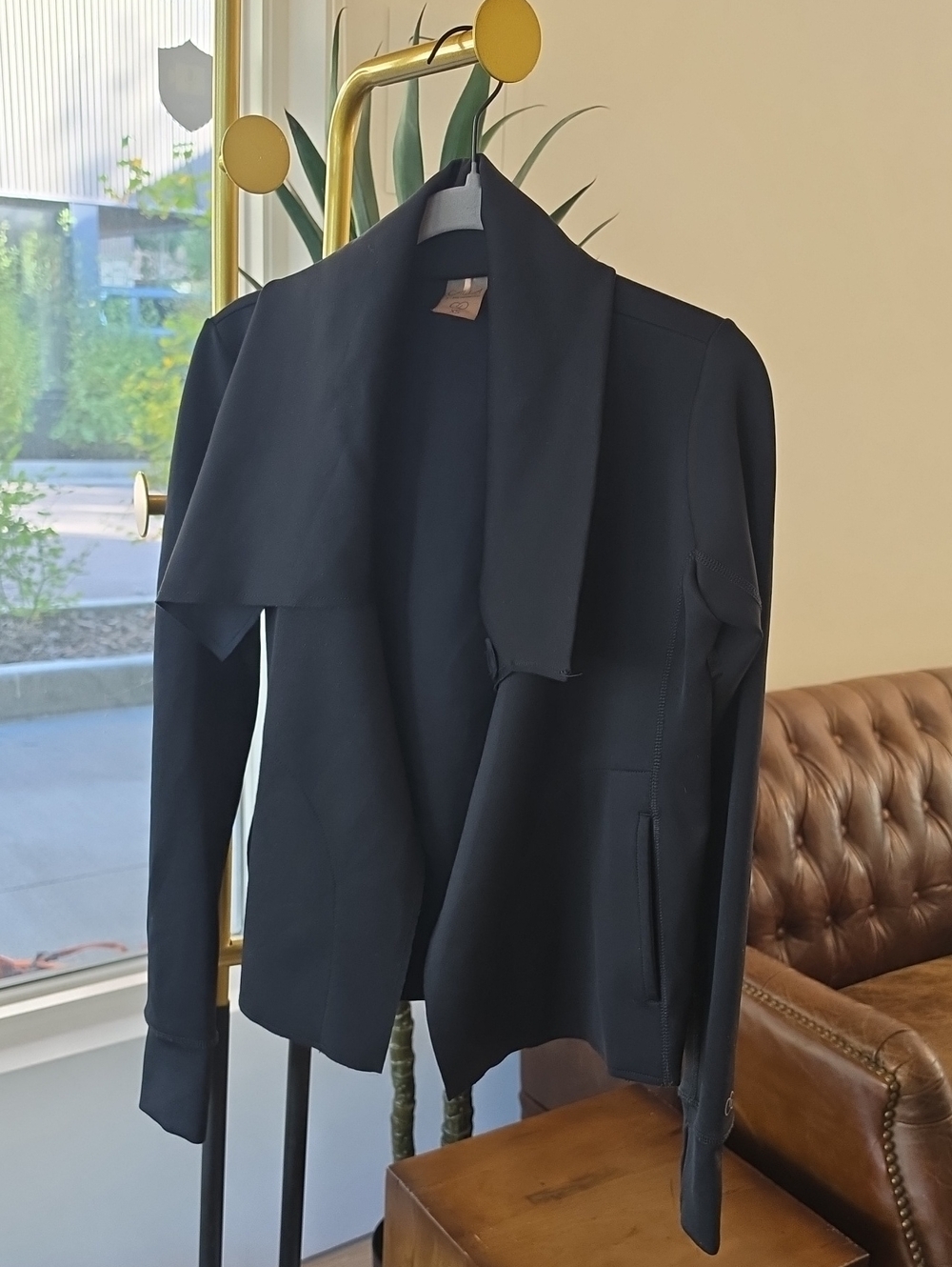 Calia by Carrie Underwood Black Draped Front Blazer